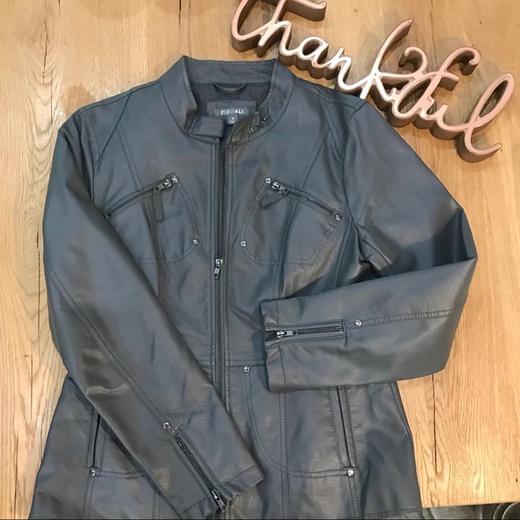 Roz & Ali Jackets & Blazers - Roz & Ali Vegan Leather Moto Jacket